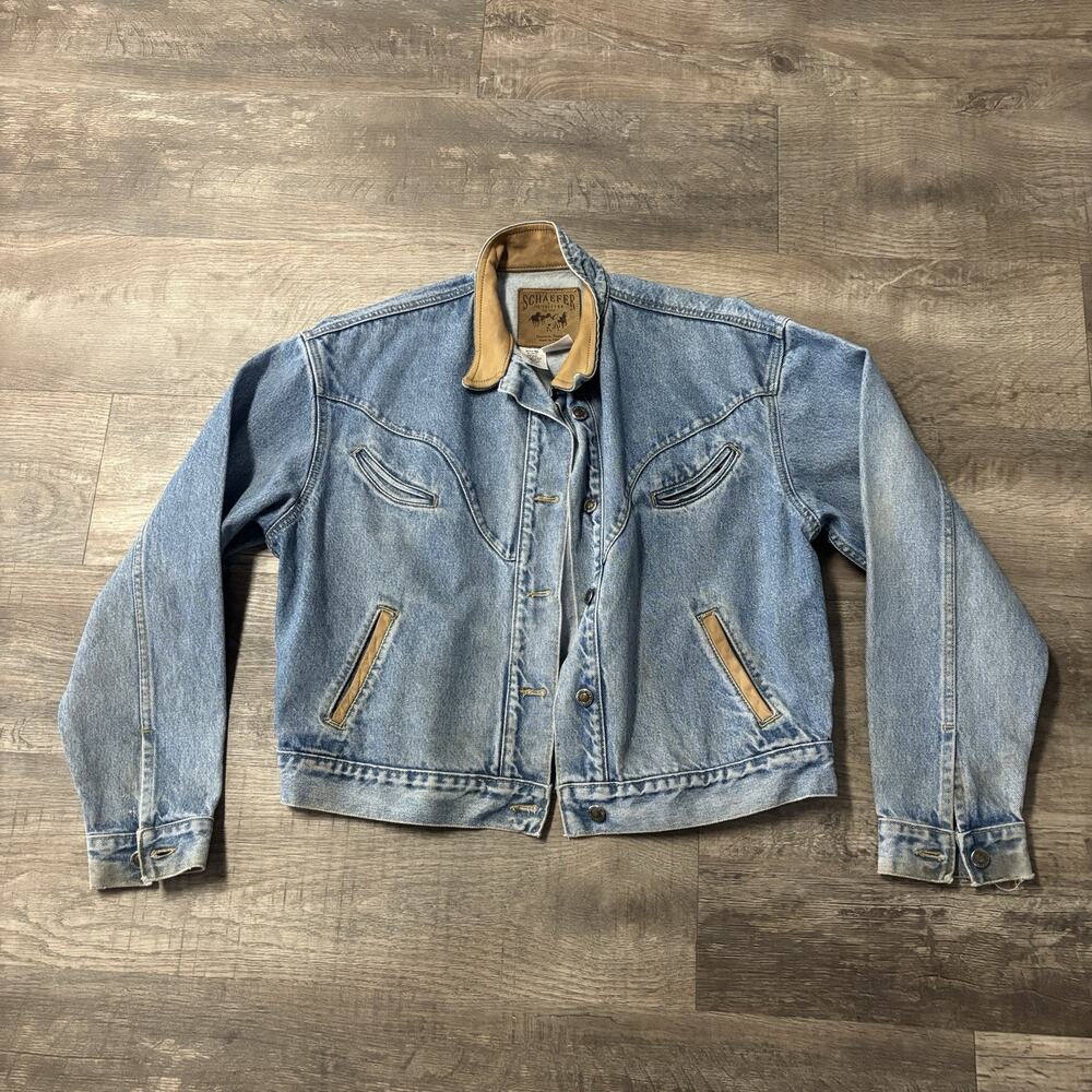 VTG Schaefer Outfitter Blue Jean Cowboy Jacket Youth XL / Fits Adult XS Leather